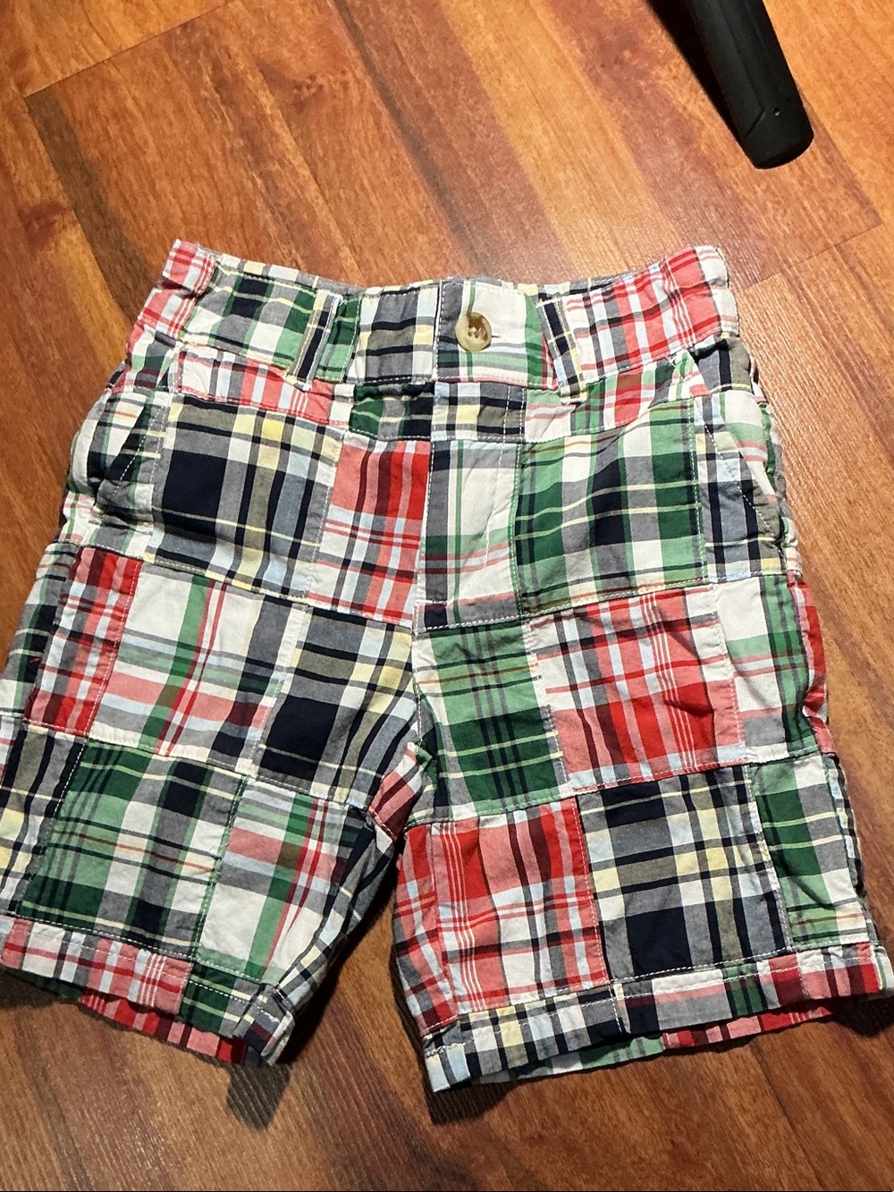 Janie and Jack kids Patchwork Plaid Shorts Red Green Navy Cream great condition